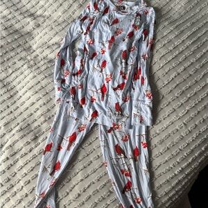 Children's Light Gray Pajama Set with Red Cardinal Print